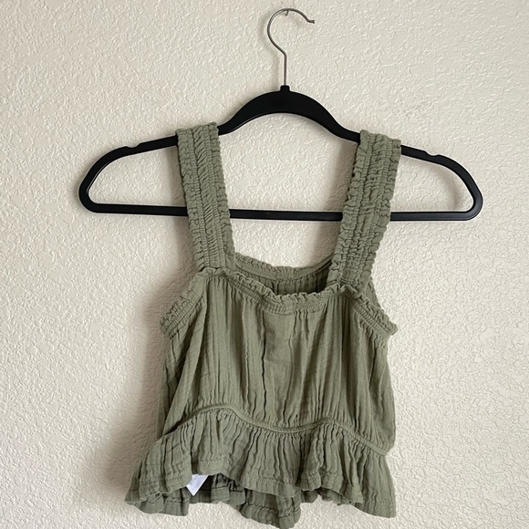 Gap Teen Ruffle Tank Top 12 Sage Green NEW - Picture 4 of 8